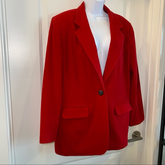 VINTAGE Red Wool Blazer Sports Coat By Sag Harbor - Picture 6 of 13